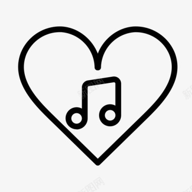 音乐之心音符浪漫图标图标