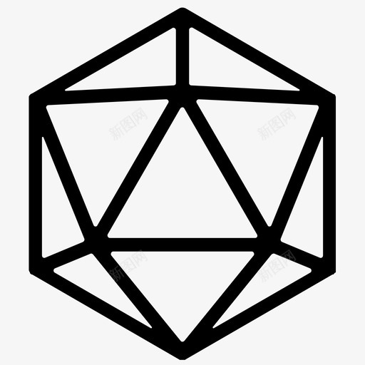 d20水晶骰子图标svg_新图网 https://ixintu.com d20 几何 地下城和龙 棱镜 水晶 骰子