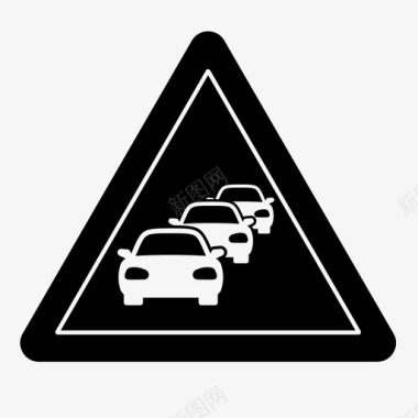 交通堵塞警告标志车辆图标图标