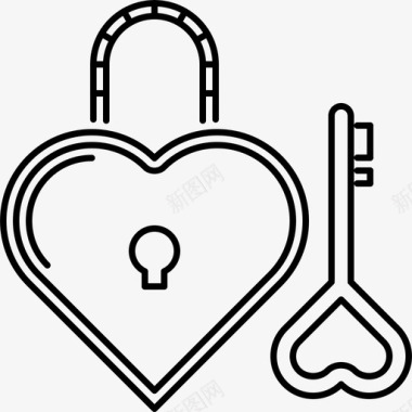 心锁钥匙爱情图标图标