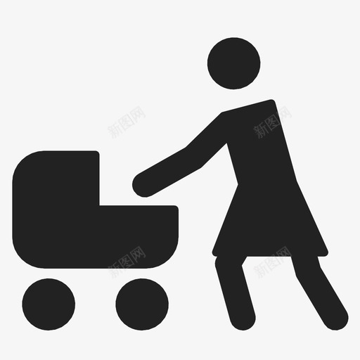 婴儿车母亲图标svg_新图网 https://ixintu.com 婴儿车 母亲