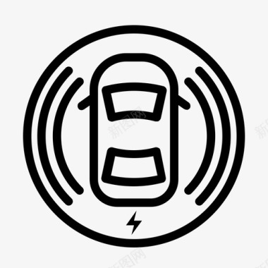 汽车无线充电电池电动汽车图标图标