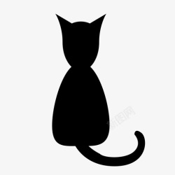 黑猫坐着猫动物黑猫图标高清图片