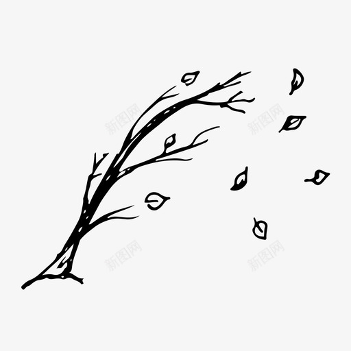 秋树裸树落叶图标svg_新图网 https://ixintu.com 树叶 秋树 素描 落叶 裸树