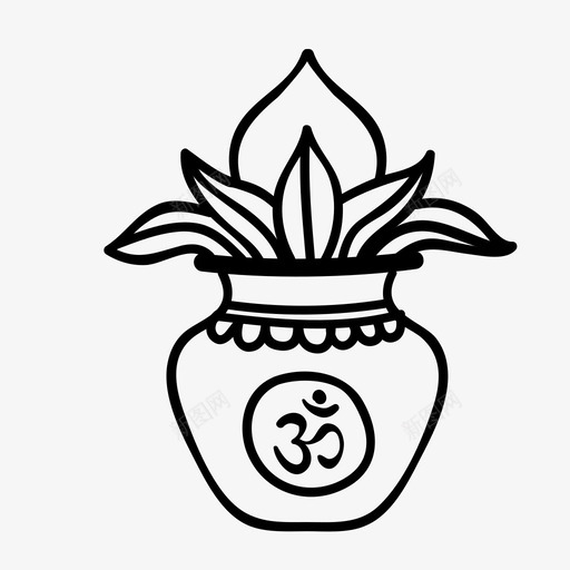 卡拉什手绘印度教图标svg_新图网 https://ixintu.com 卡拉什 印度教 大麻 手绘 排灯节