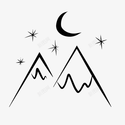 山上的夜星月亮冬天图标svg_新图网 https://ixintu.com 冬天 大自然 山上的夜星 月亮
