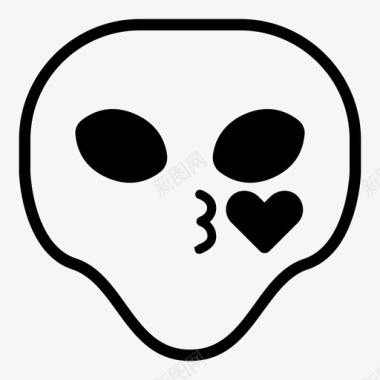 外星人之吻表情符号爱情图标图标