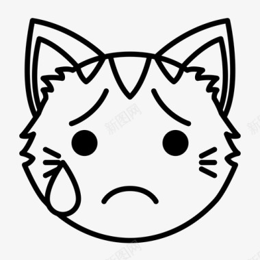 哭猫脸猫表情悲伤图标图标