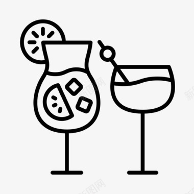 鸡尾酒酒吧生日图标图标