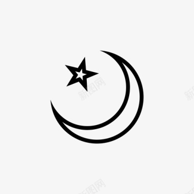 伊斯兰教星星和新月图标图标
