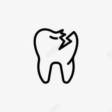 牙裂断牙龋齿图标图标