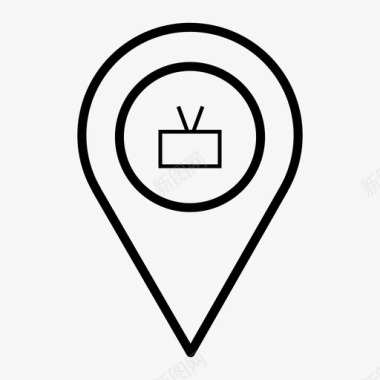 电视商店地图针电视图标图标