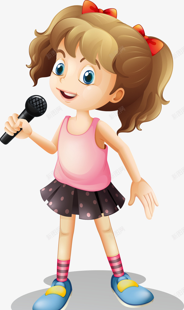 手绘演唱的女孩png免抠素材_新图网 https://ixintu.com 卡通 女孩 手绘 演唱