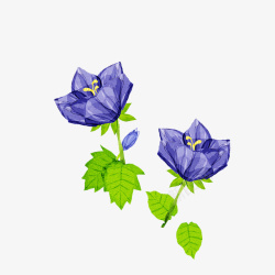 蓝色花朵手绘植物素材