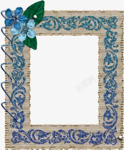 欧式蓝色花相框素材