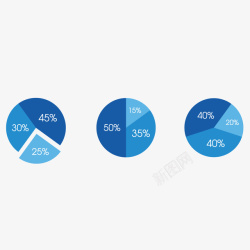 蓝色圆形百分比矢量图素材