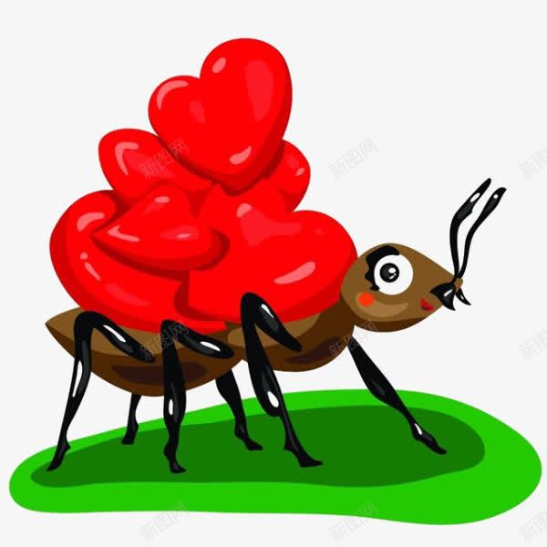 卡通蚂蚁背上的爱心png免抠素材_新图网 https://ixintu.com 卡通 的爱心 背上 蚂蚁