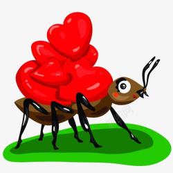卡通蚂蚁背上的爱心素材