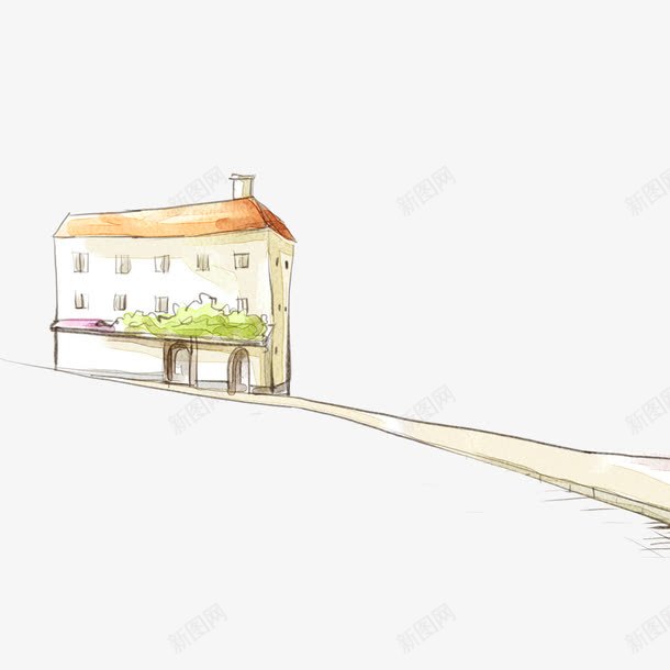 路边的建筑png免抠素材_新图网 https://ixintu.com 房子 手绘 街景