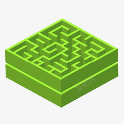 扁平绿色迷宫矢量图素材