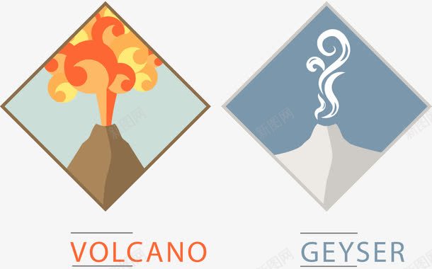 手绘火山图标图标
