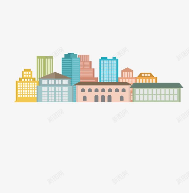 手绘城市房屋png免抠素材_新图网 https://ixintu.com 卡通 彩色的城市 房屋 手绘
