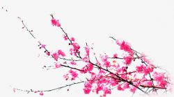 唯美水彩粉色花朵装饰素材