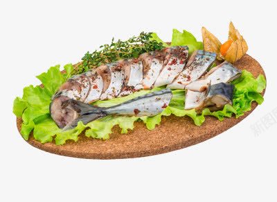 板上的新鲜鱼png免抠素材_新图网 https://ixintu.com 主食 绿色 饭店