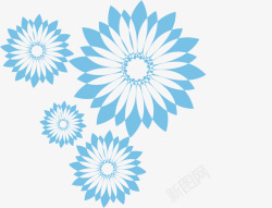 蓝色花朵花纹矢量图素材