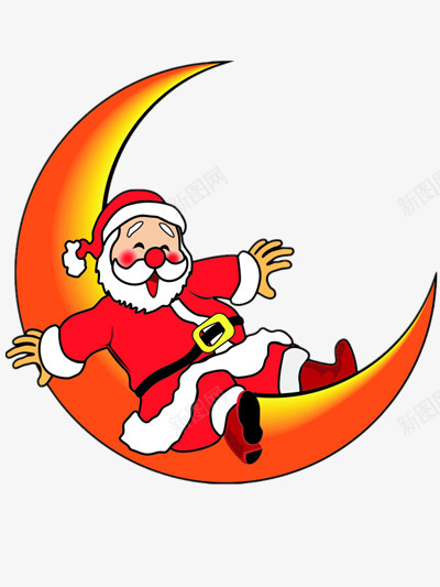 月亮和圣诞老人png免抠素材_新图网 https://ixintu.com 卡通元素 卡通月亮素材 圣诞元素 圣诞老人素材 月亮素材 节日 节日素材