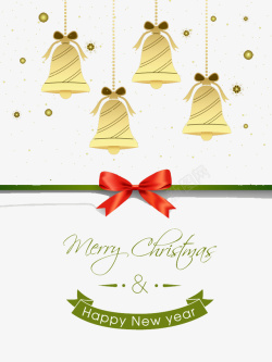 金色圣诞铃铛贺卡矢量图海报