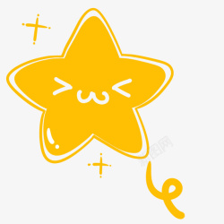 黄色卡通五角星装饰图案素材