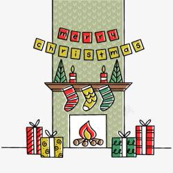 简易圣诞节壁炉插画简易圣诞节壁炉插画高清图片