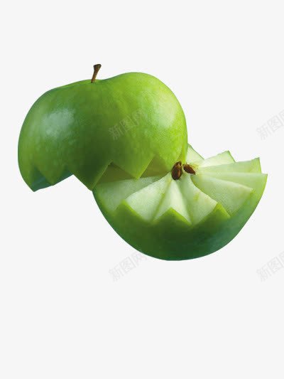 青苹果切两半png免抠素材_新图网 https://ixintu.com 健康食物 切苹果器 绿色 绿色水果 苹果