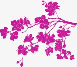紫色花朵树干图案矢量图素材