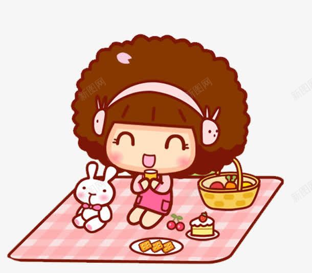 野餐女孩png免抠素材_新图网 https://ixintu.com 女孩 粉色 素材 野餐