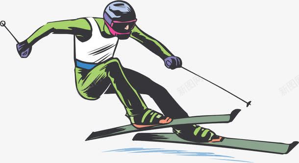 滑雪的人png免抠素材_新图网 https://ixintu.com 挑战 滑雪 滑雪器材 绿色 运动