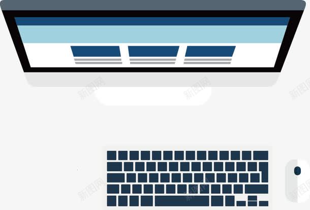 扁平电脑png免抠素材_新图网 https://ixintu.com 扁平 电脑 蓝色 键盘