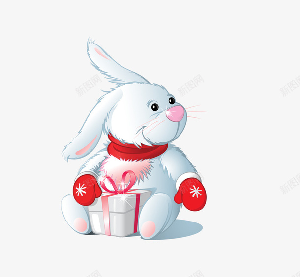 圣诞节卡通背景png免抠素材_新图网 https://ixintu.com 兔子 节日动物