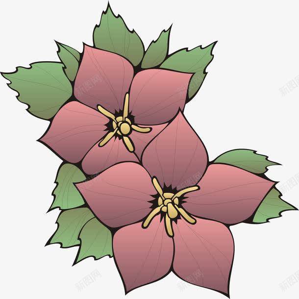 手绘植物png免抠素材_新图网 https://ixintu.com 植物 红绿 红色花瓣 花 花蕊