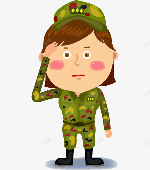 敬礼的军人png免抠素材_新图网 https://ixintu.com 军绿装 卡通 可爱的 女人 帅气的 敬礼的 漂亮的
