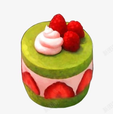 手绘绿色可口蛋糕png免抠素材_新图网 https://ixintu.com 可口 绿色 蛋糕