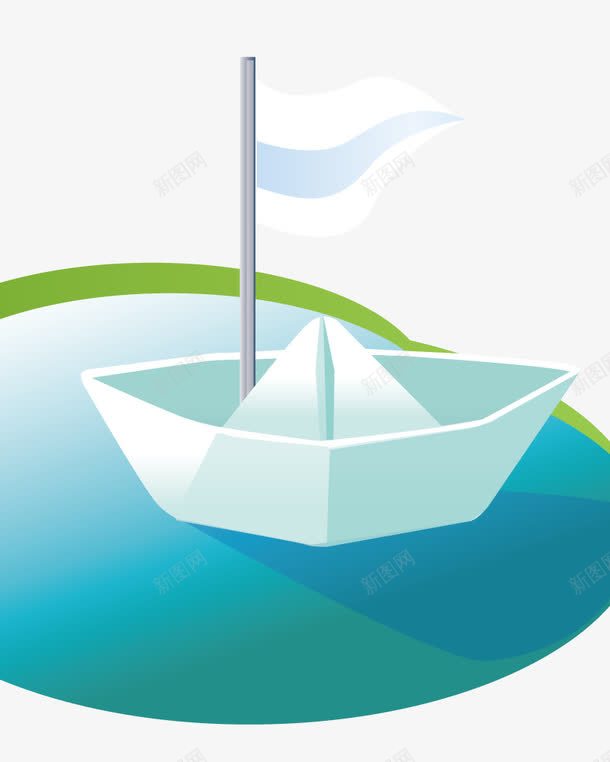 水上的小纸船png免抠素材_新图网 https://ixintu.com 卡通 拟物化 水上 纸船