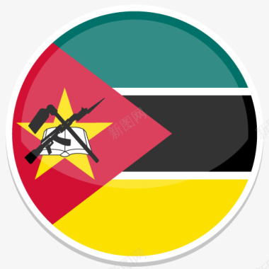 莫桑比克平圆世界国旗图标集图标