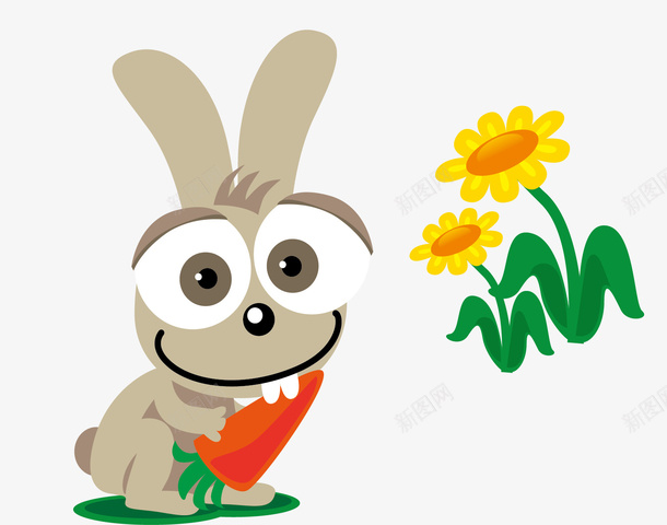 兔子吃萝卜矢量图eps免抠素材_新图网 https://ixintu.com 兔子 矢量素材 花朵 萝卜 矢量图