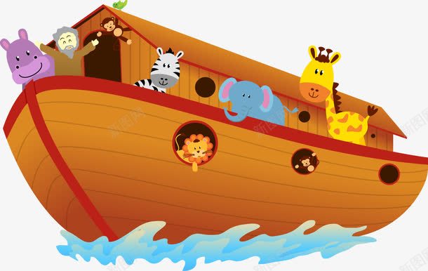 载满动物的船png免抠素材_新图网 https://ixintu.com 动物 卡通 小木船 木船 船