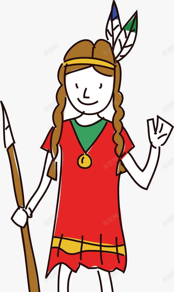 原始女孩png免抠素材_新图网 https://ixintu.com 卡通 原始人 原始人头饰 古代人类 女孩 手绘