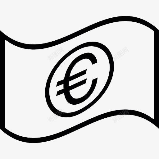 欧元钞票挥舞着图标png_新图网 https://ixintu.com 交换 商业票据 货币 钱 银行