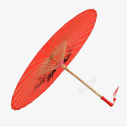 红色木柄伞图素材