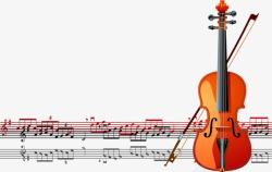 红色小提琴和音谱素材